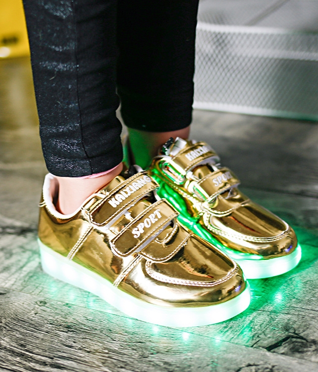 Golden Colorful Velcro LED shoes - Kids