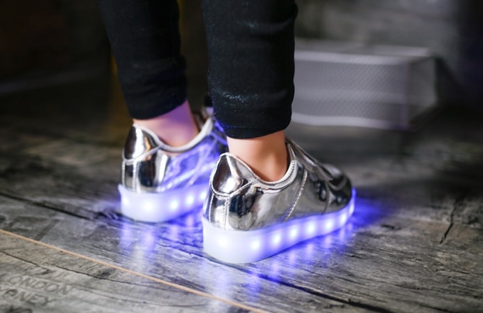 Silver Colorful Velcro LED Shoes - Kids