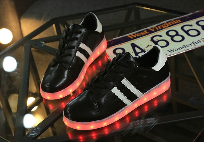 Black Two Stripe Led Shoes - Unisex Adult