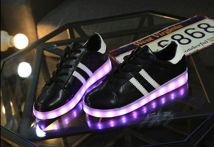 Black Two Stripe Led Shoes - Unisex Adult