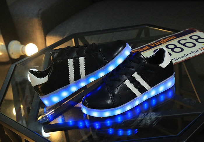 Black Two Stripe Led Shoes - Unisex Adult