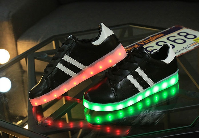 Black Two Stripe Led Shoes - Unisex Adult