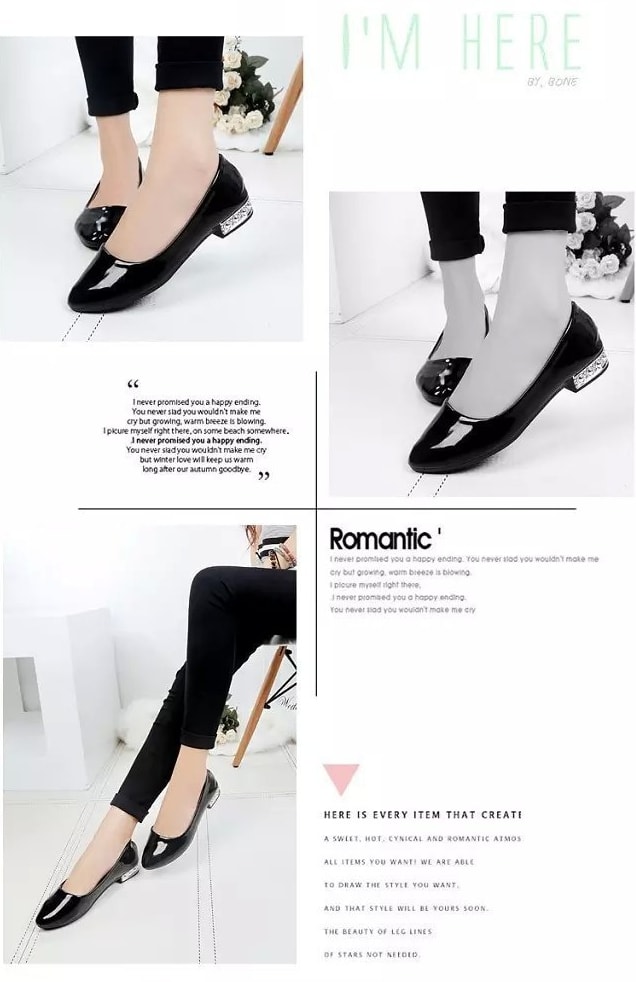 Black Korean Pointed Low Heel Shoes