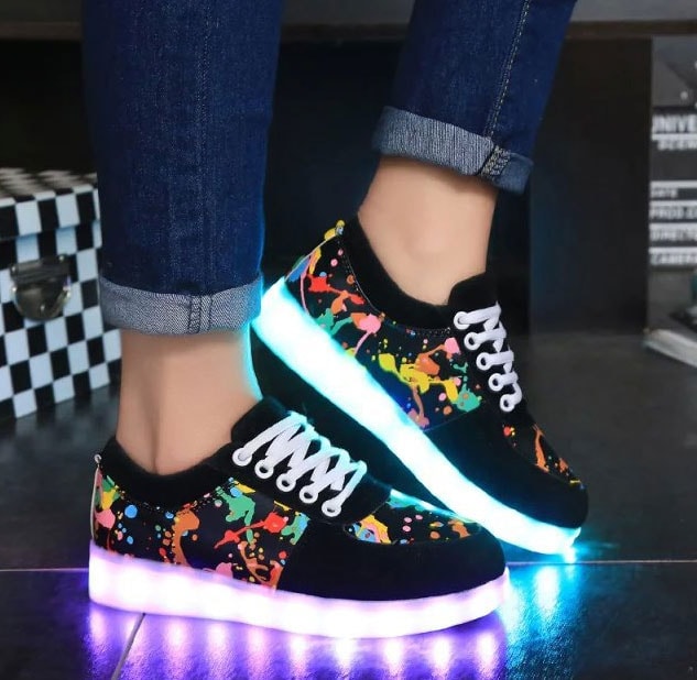 Black Graffiti LED Shoes - Unisex Adult