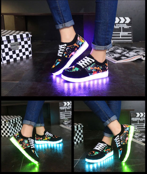 Black Graffiti LED Shoes - Unisex Adult