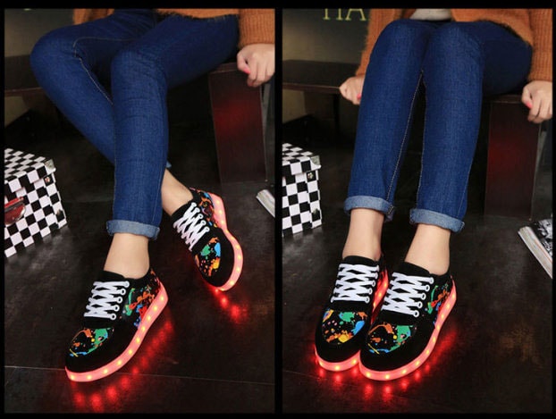 Black Graffiti LED Shoes - Unisex Adult