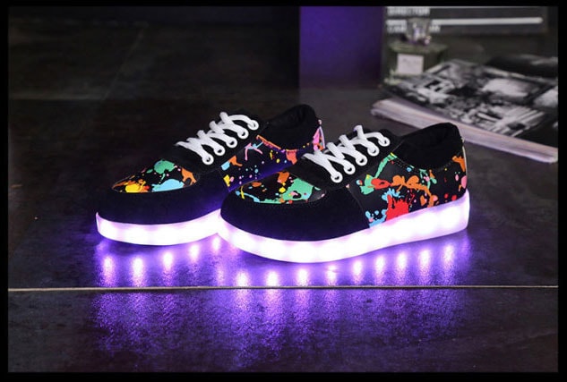 Black Graffiti LED Shoes - Unisex Adult