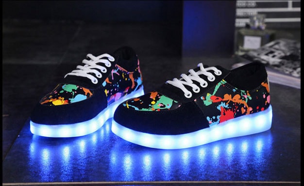 Black Graffiti LED Shoes - Unisex Adult