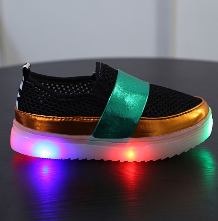 Black Colorful Flashing LED Shoes - Kids