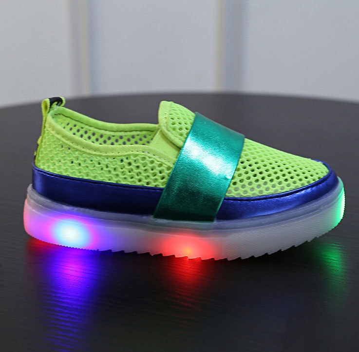 Green Colorful Flashing LED Shoes - Kids