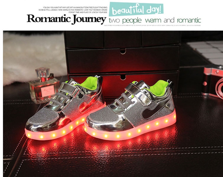 Silver Sport Luminous LED Shoes - Kids