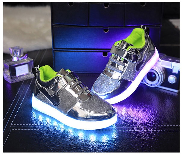 Silver Sport Luminous LED Shoes - Kids