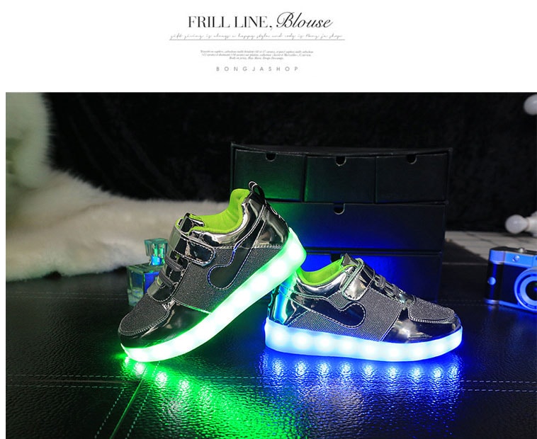 Silver Sport Luminous LED Shoes - Kids