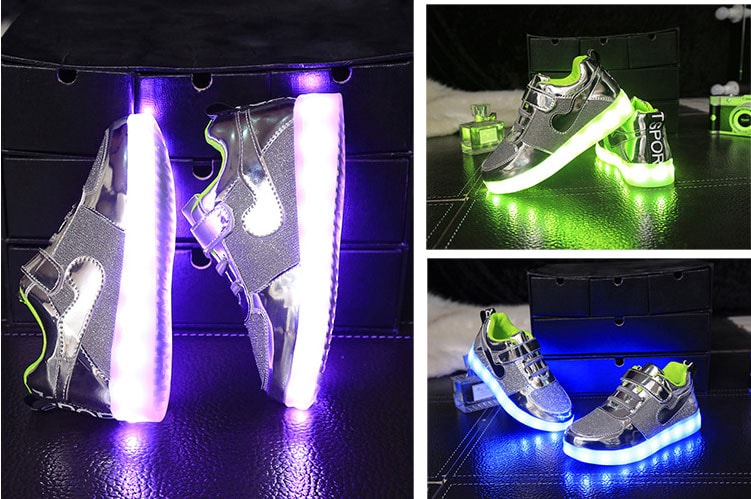 Silver Sport Luminous LED Shoes - Kids