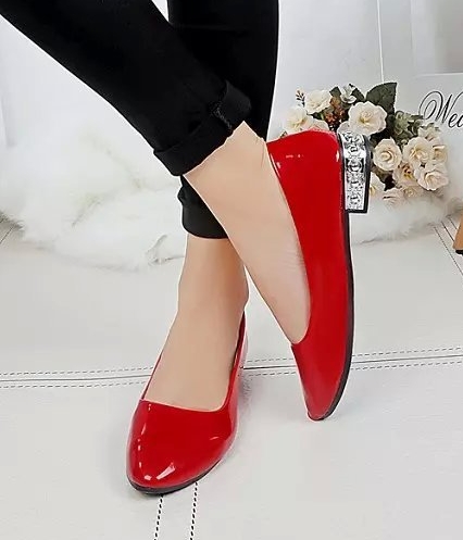 Red Korean Pointed Low Heel Shoes