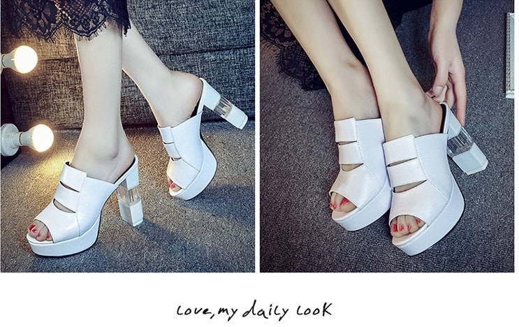 White High Heel Crystal Sandal Moolecole