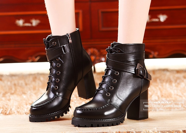 Black Bikers Strap Boots Moolecole Original