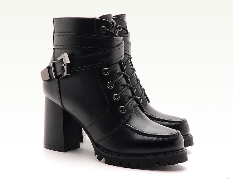 Black Bikers Strap Boots Moolecole Original