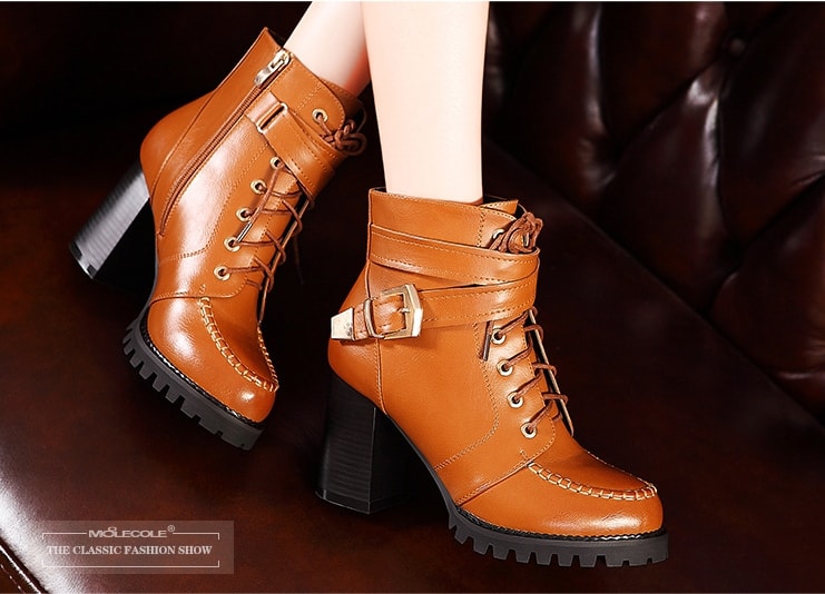 Apricot Bikers Strap Boots Moolecole Original