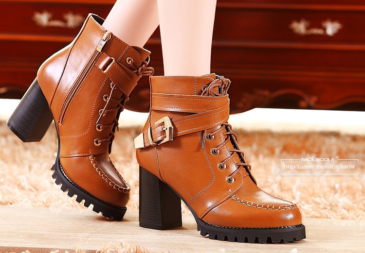 Apricot Bikers Strap Boots Moolecole Original