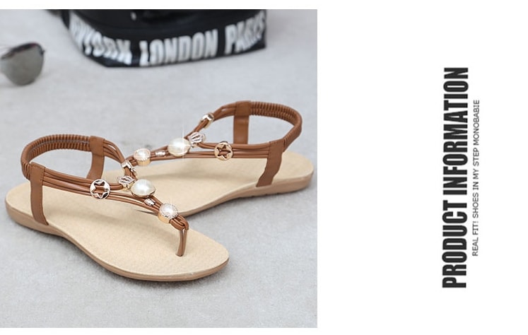 Brown Bohemian Beaded Sandals Import