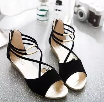 Black Bohemian Roman Sandals Import