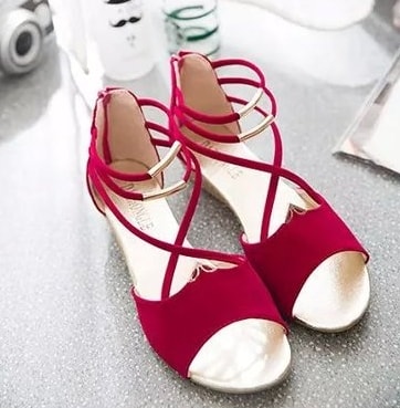 Red Bohemian Roman Sandals Import