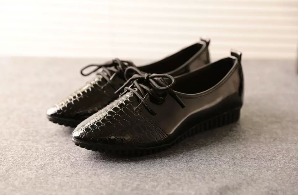 Black Flat Casual Shoes Import