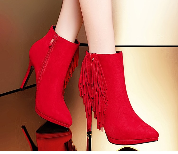 Red Stiletto High Heel Boots Moolecole