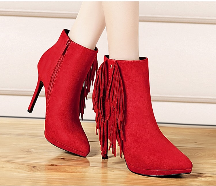 Red Stiletto High Heel Boots Moolecole