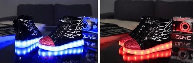 Black Angel Wing LED Shoes - Kids