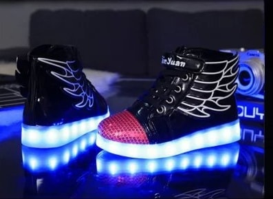 Black Angel Wing LED Shoes - Kids