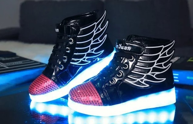 Black Angel Wing LED Shoes - Kids