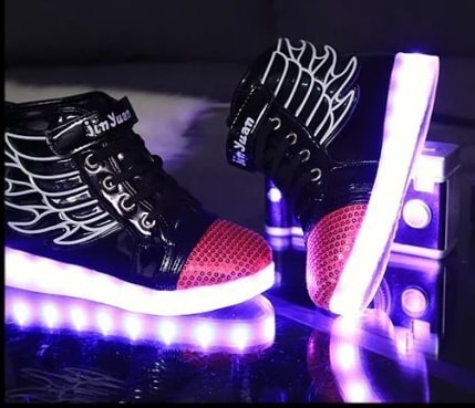 Black Angel Wing LED Shoes - Kids