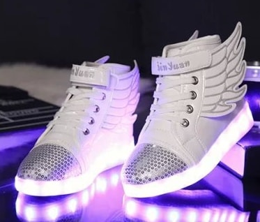 White Angel Wing Colorful LED Shoes - Kids