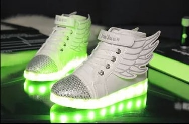 White Angel Wing Colorful LED Shoes - Kids