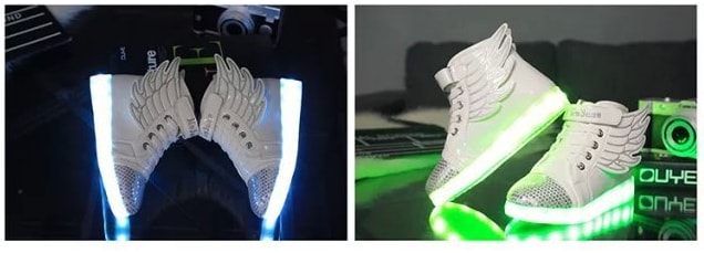 White Angel Wing Colorful LED Shoes - Kids