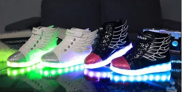 White Angel Wing Colorful LED Shoes - Kids