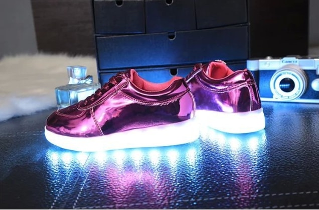 Pink Metalic Chrome LED Shoes - Kids