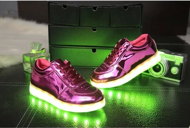 Pink Metalic Chrome LED Shoes - Kids