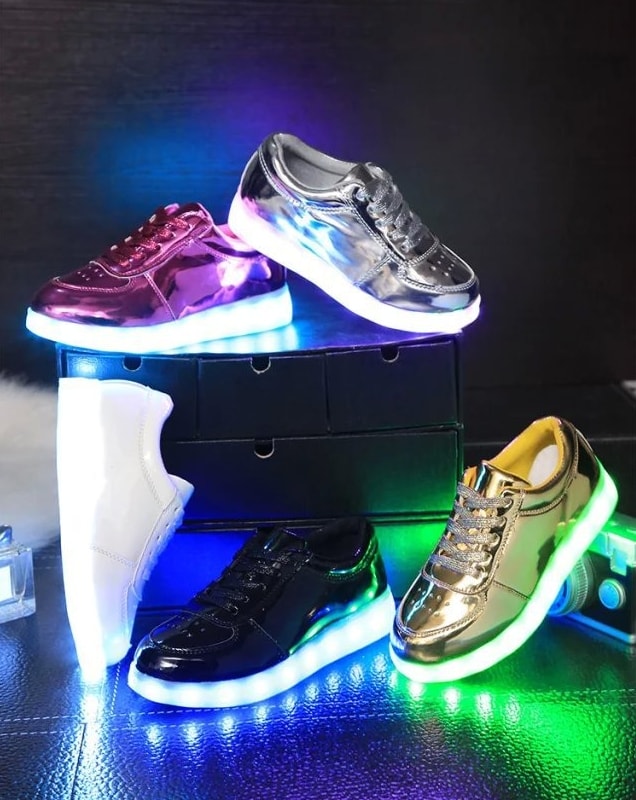 Pink Metalic Chrome LED Shoes - Kids