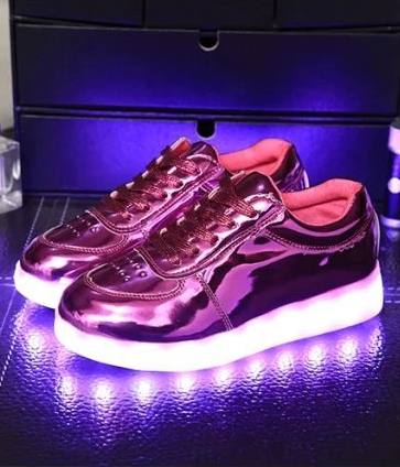 Pink Metalic Chrome LED Shoes - Kids