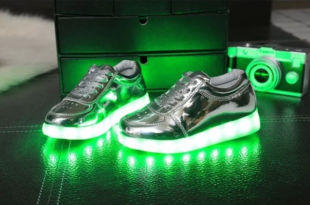 Silver Metalic Chrome LED Shoes - Kids