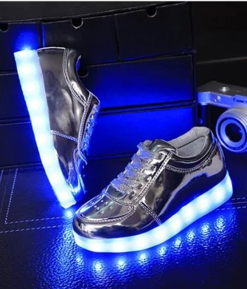 Silver Metalic Chrome LED Shoes - Kids