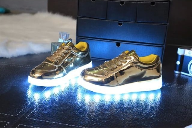 Gold Metalic Chrome LED Shoes - Kids