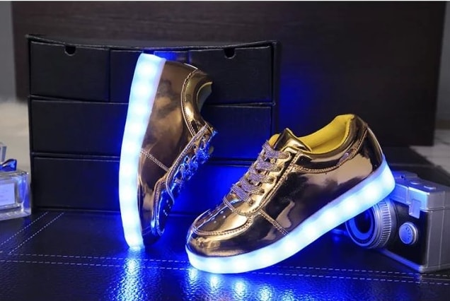 Gold Metalic Chrome LED Shoes - Kids