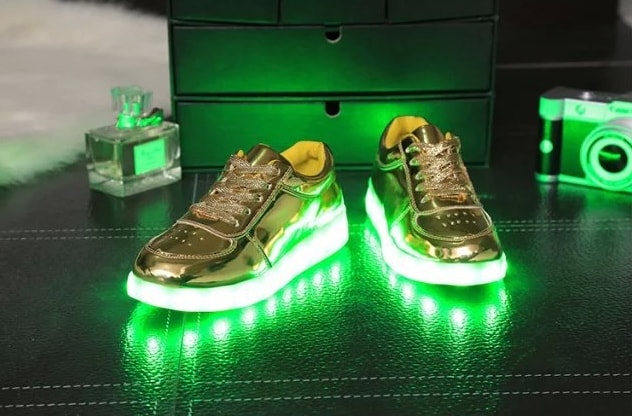 Gold Metalic Chrome LED Shoes - Kids