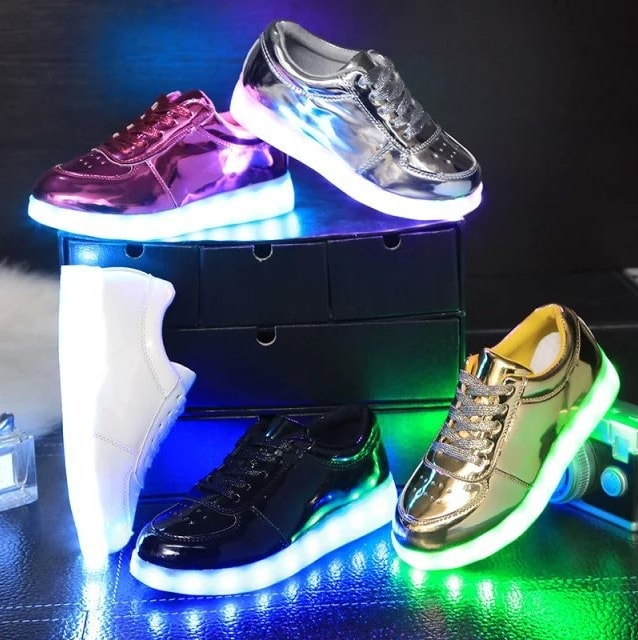 Gold Metalic Chrome LED Shoes - Kids