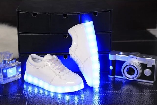 White Shiny Colorful LED Shoes - Kids