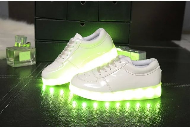 White Shiny Colorful LED Shoes - Kids